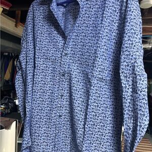 Bugatchi Blue Abstract Print Shirt